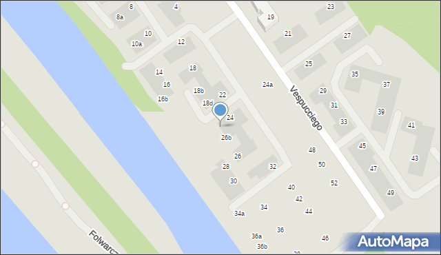 Wrocław, Vespucciego Ameriga, 26a, mapa Wrocławia