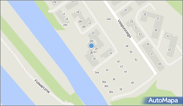 Wrocław, Vespucciego Ameriga, 28, mapa Wrocławia