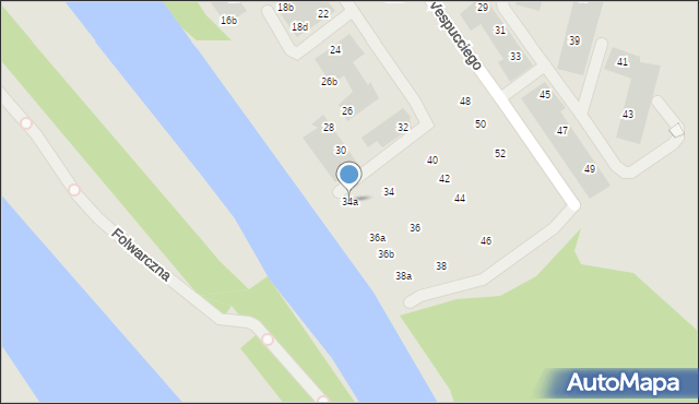 Wrocław, Vespucciego Ameriga, 34a, mapa Wrocławia