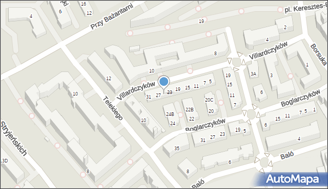 Warszawa, Villardczyków, 25, mapa Warszawy