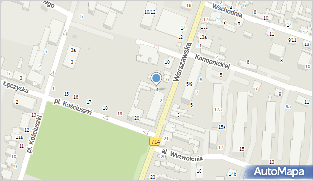 Aleksandrów Łódzki, Warszawska, 4, mapa Aleksandrów Łódzki