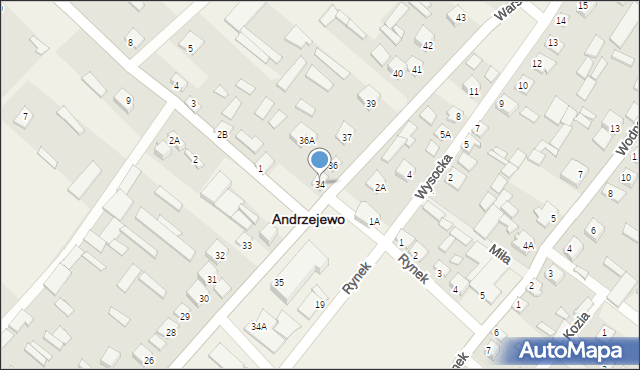 Andrzejewo, Warszawska, 34, mapa Andrzejewo