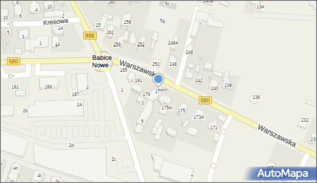 Babice Nowe, Warszawska, 177, mapa Babice Nowe