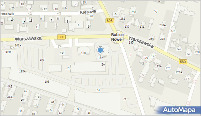 Babice Nowe, Warszawska, 187, mapa Babice Nowe