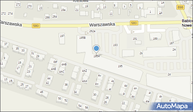 Babice Nowe, Warszawska, 195A, mapa Babice Nowe