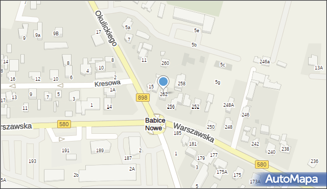 Babice Nowe, Warszawska, 262, mapa Babice Nowe