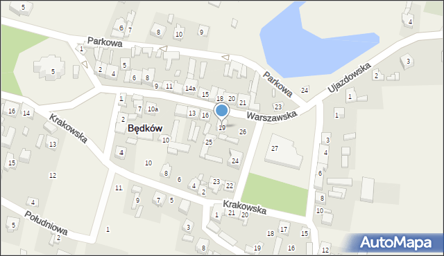 Będków, Warszawska, 19, mapa Będków