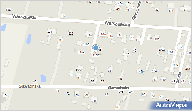 Biała Podlaska, Warszawska, 116C, mapa Białej Podlaskiej