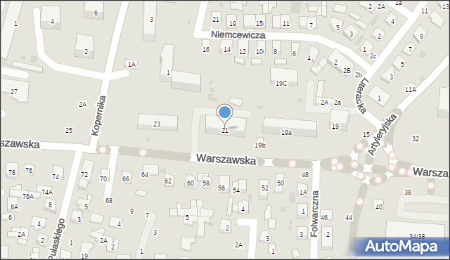 Biała Podlaska, Warszawska, 21, mapa Białej Podlaskiej