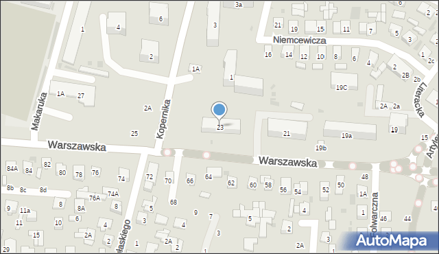 Biała Podlaska, Warszawska, 23, mapa Białej Podlaskiej
