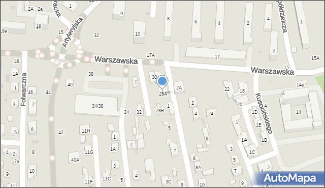 Biała Podlaska, Warszawska, 28A, mapa Białej Podlaskiej