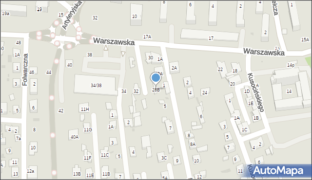 Biała Podlaska, Warszawska, 28B, mapa Białej Podlaskiej