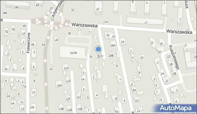 Biała Podlaska, Warszawska, 32, mapa Białej Podlaskiej