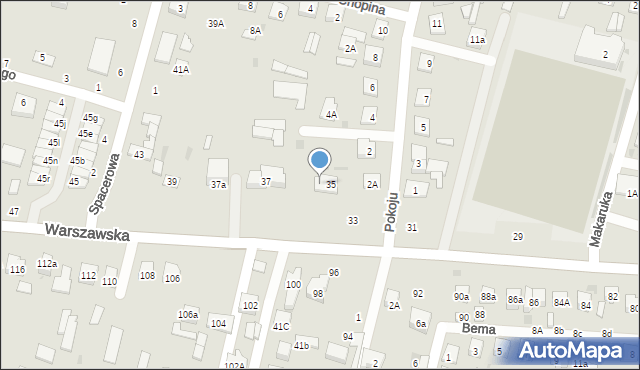 Biała Podlaska, Warszawska, 35a, mapa Białej Podlaskiej