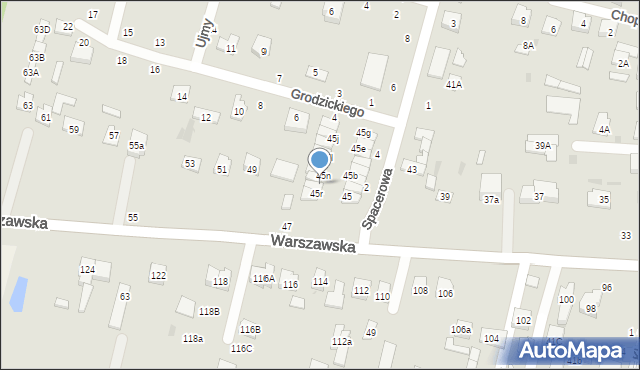 Biała Podlaska, Warszawska, 45p, mapa Białej Podlaskiej