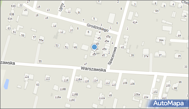 Biała Podlaska, Warszawska, 45r, mapa Białej Podlaskiej