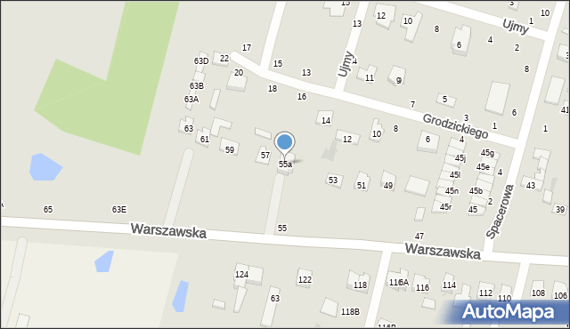 Biała Podlaska, Warszawska, 55a, mapa Białej Podlaskiej