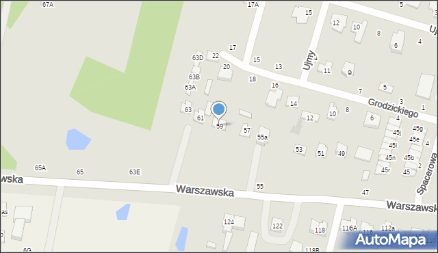 Biała Podlaska, Warszawska, 59, mapa Białej Podlaskiej