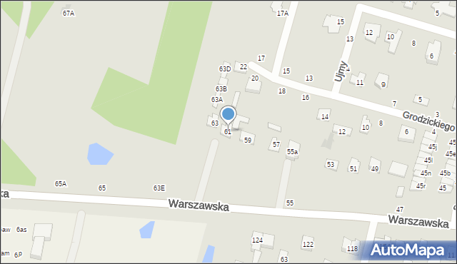 Biała Podlaska, Warszawska, 61, mapa Białej Podlaskiej