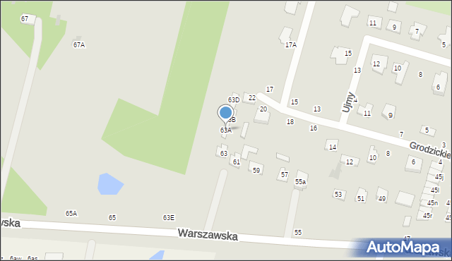 Biała Podlaska, Warszawska, 63A, mapa Białej Podlaskiej