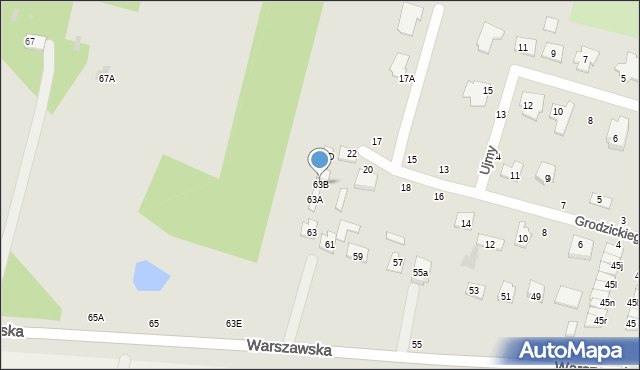Biała Podlaska, Warszawska, 63B, mapa Białej Podlaskiej