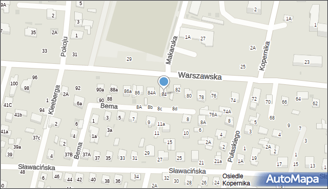 Biała Podlaska, Warszawska, 84, mapa Białej Podlaskiej