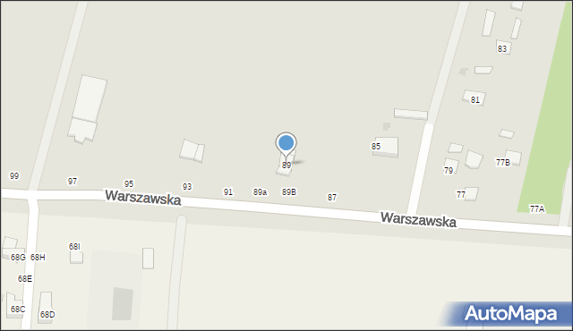 Biała Podlaska, Warszawska, 89, mapa Białej Podlaskiej