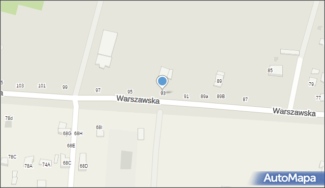 Biała Podlaska, Warszawska, 93, mapa Białej Podlaskiej