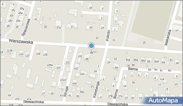 Biała Podlaska, Warszawska, 96, mapa Białej Podlaskiej