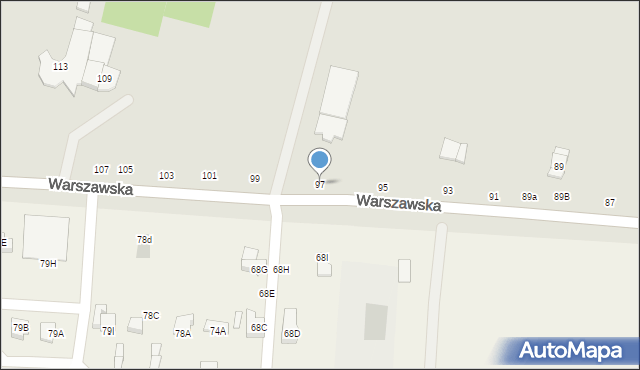 Biała Podlaska, Warszawska, 97, mapa Białej Podlaskiej