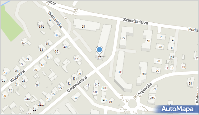 Białystok, Warmińska, 27, mapa Białegostoku