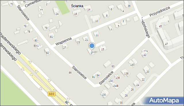 Białystok, Wapienna, 17, mapa Białegostoku