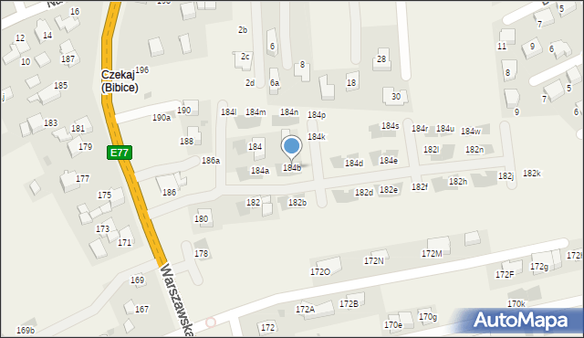 Bibice, Warszawska, 184b, mapa Bibice