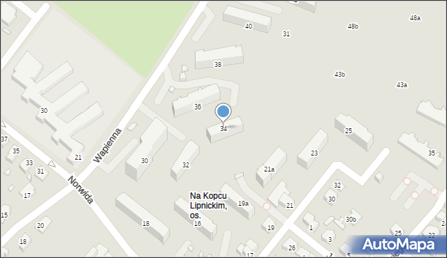 Bielsko-Biała, Wapienna, 34, mapa Bielsko-Białej