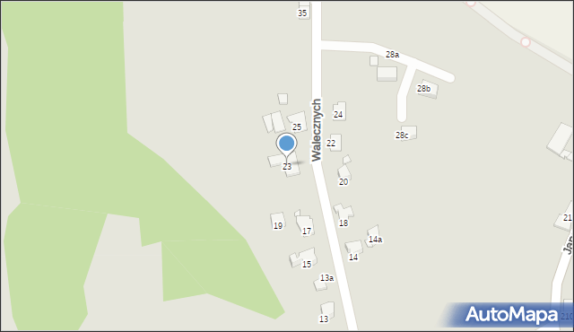 Bielsko-Biała, Walecznych, 23, mapa Bielsko-Białej