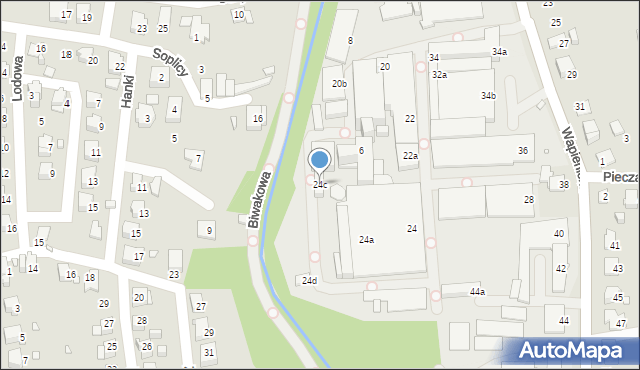 Bielsko-Biała, Wapienicka, 24c, mapa Bielsko-Białej