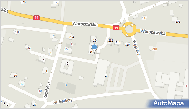 Bieruń, Warszawska, 156a, mapa Bieruń