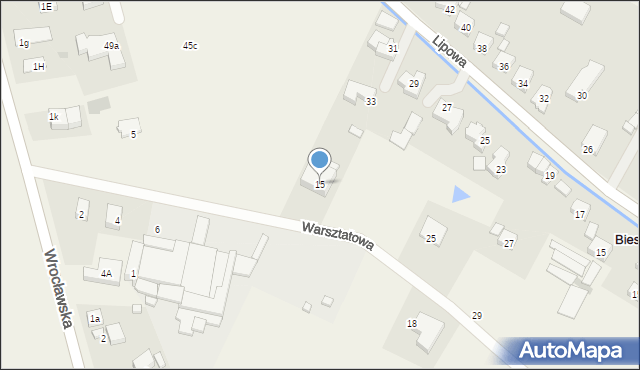 Biestrzyków, Warsztatowa, 15, mapa Biestrzyków