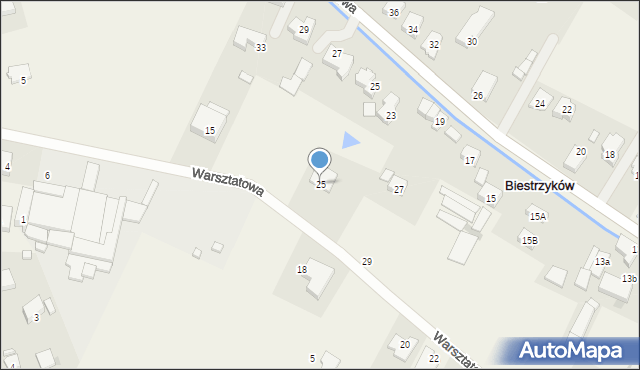 Biestrzyków, Warsztatowa, 25, mapa Biestrzyków