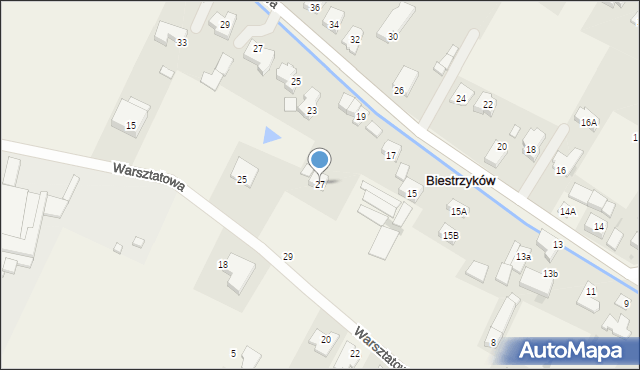 Biestrzyków, Warsztatowa, 27, mapa Biestrzyków