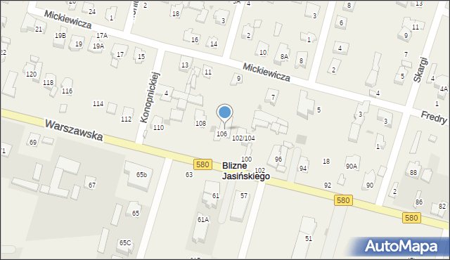Blizne Jasińskiego, Warszawska, 106/108, mapa Blizne Jasińskiego
