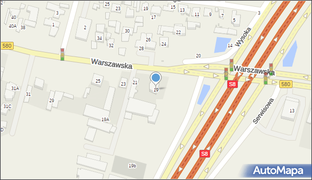 Blizne Łaszczyńskiego, Warszawska, 19, mapa Blizne Łaszczyńskiego