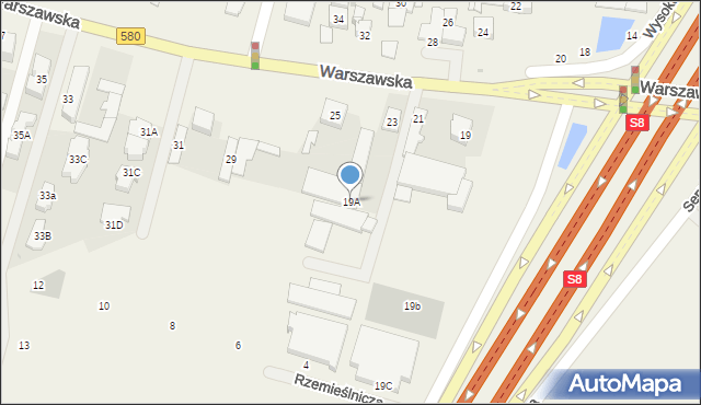 Blizne Łaszczyńskiego, Warszawska, 19A, mapa Blizne Łaszczyńskiego