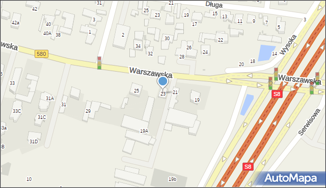 Blizne Łaszczyńskiego, Warszawska, 23, mapa Blizne Łaszczyńskiego