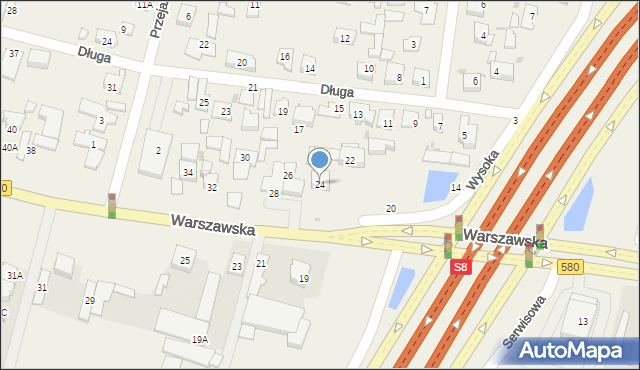 Blizne Łaszczyńskiego, Warszawska, 24, mapa Blizne Łaszczyńskiego