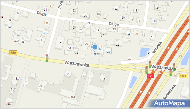 Blizne Łaszczyńskiego, Warszawska, 28, mapa Blizne Łaszczyńskiego