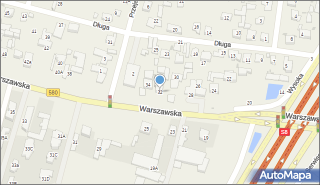 Blizne Łaszczyńskiego, Warszawska, 32, mapa Blizne Łaszczyńskiego