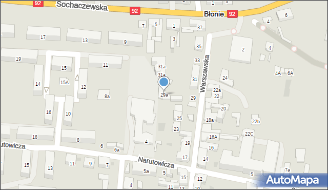 Błonie, Warszawska, 29a, mapa Błonie