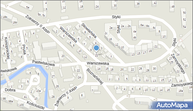Bogatynia, Warszawska, 11, mapa Bogatynia