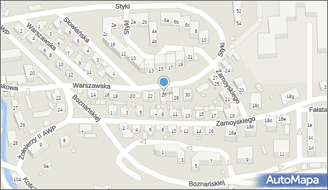 Bogatynia, Warszawska, 26, mapa Bogatynia